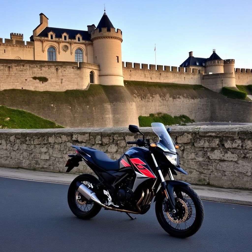 Moto devant les remparts de Saint-Malo